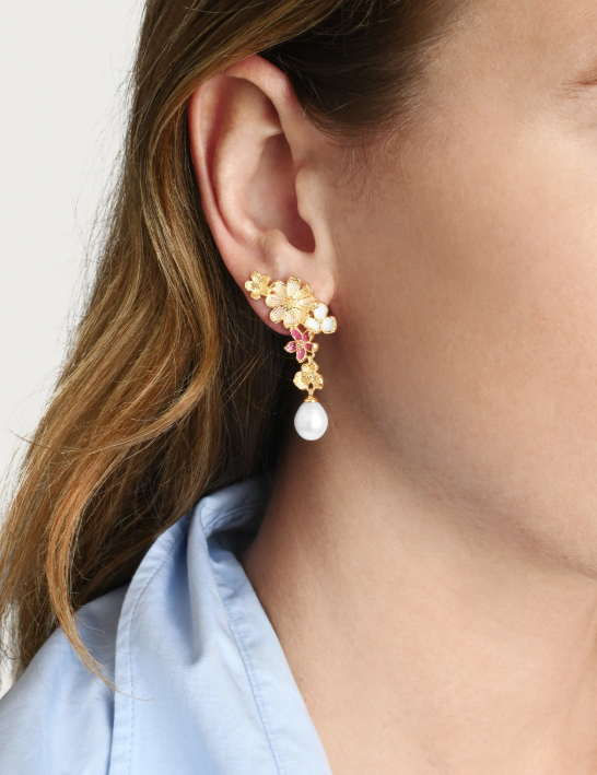 Wildflower Pearl Drop Earring