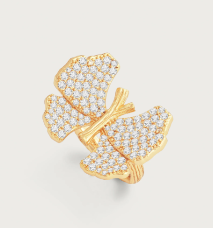 Butterfly White Pavé Ring