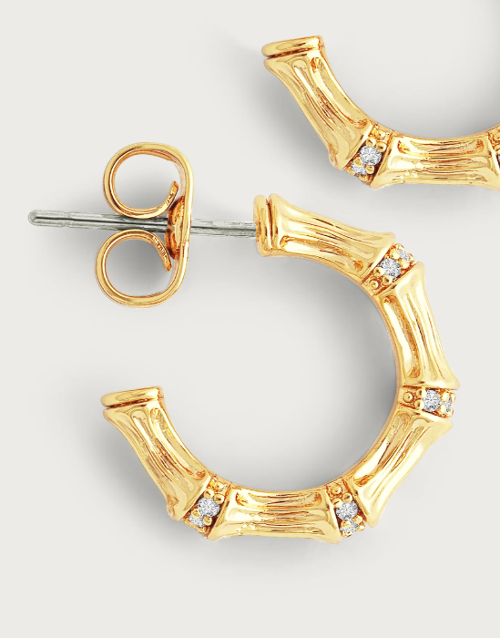 Bamboo Huggie Hoop Earrings