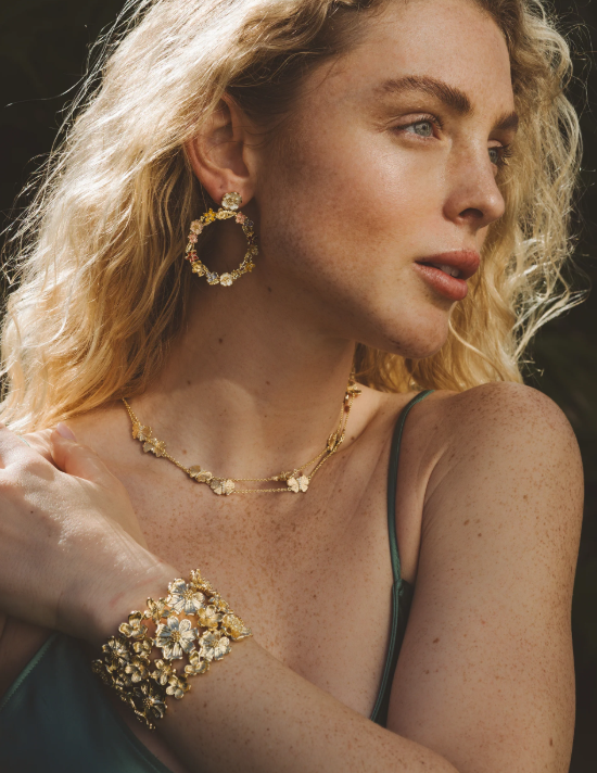 Wildflowers Gold Wide Cuff