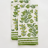 Pom Pom Bells Green Tea Towels | Set of 2