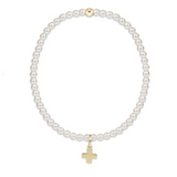 Extends Classic Pearl 3mm Bracelet - Signature Cross Gold Charm