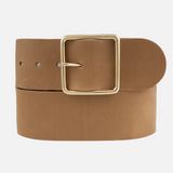 Naomi Wide Waist Belt with Square Buckle | Sand
