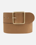 Naomi Wide Waist Belt with Square Buckle | Sand