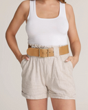Naomi Wide Waist Belt with Square Buckle | Sand