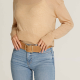Naomi Wide Waist Belt with Square Buckle | Sand