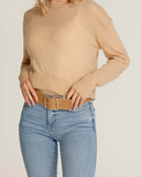Naomi Wide Waist Belt with Square Buckle | Sand