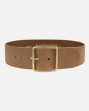 Naomi Wide Waist Belt with Square Buckle | Sand