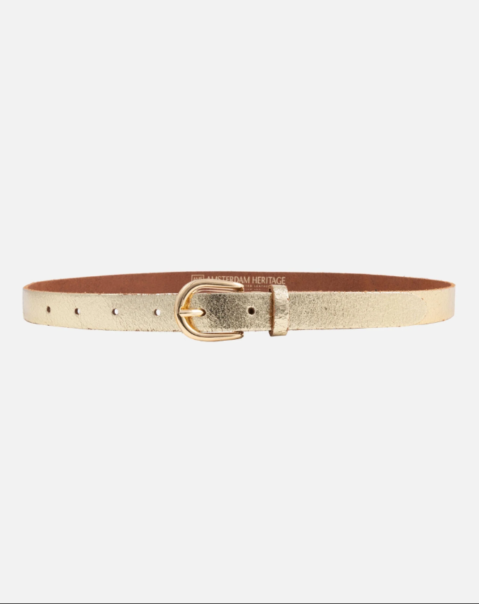 Eva Metallic Gold Leather Belt