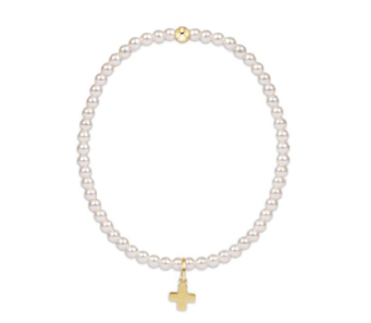 Classic Pearl 3mm Bead Bracelet - Signature Cross