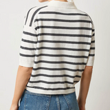 Drop Shoulder Polo Neck Sweater | Pearl/Licorice