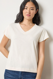 Relaxed Short Sleeve V-Neck Tee | Talc