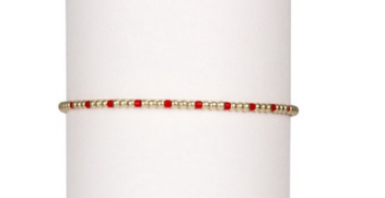 Gameday Hope Sincerity Pattern 2mm Bead Bracelet - Bright Red