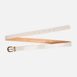 Ank Skinny Leather Belt with Gold Buckle & Keeper