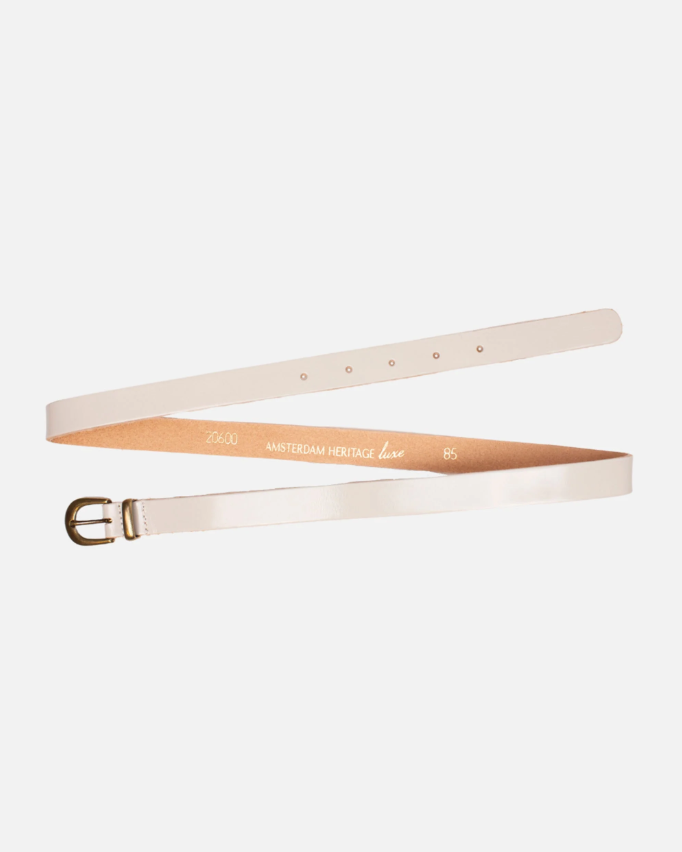 Ank Skinny Leather Belt with Gold Buckle & Keeper