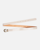 Ank Skinny Leather Belt with Gold Buckle & Keeper