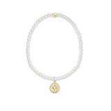 Extends Classic Pearl 3mm Bracelet - Signature Cross Gold Disc