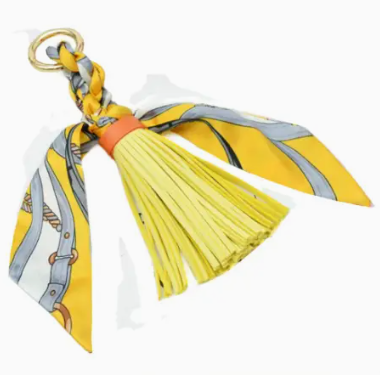 Faux Leather Tassel w/ Scarf Bag Charms