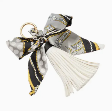 Faux Leather Tassel w/ Scarf Bag Charms