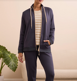 Scuba Knit Mock Neck Zip Front Cardigan | Sapphire