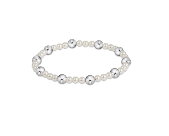 Pearl Sincerity Pattern 4mm Bead Bracelet - 6mm Sterling