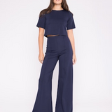 Ponte Knit Wide Leg Pant | Navy