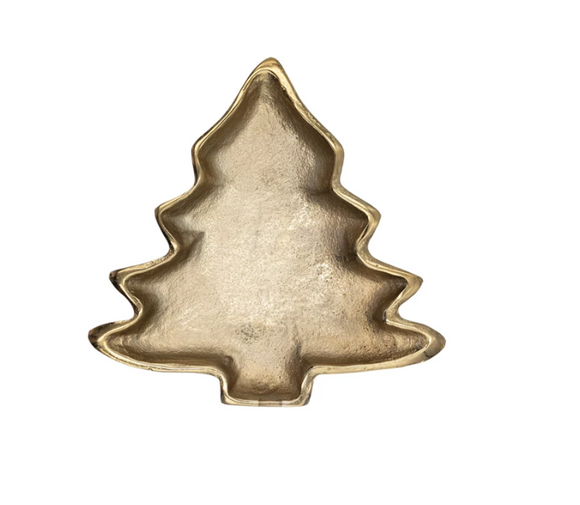 Gold Finish Aluminum Tree Shaped Dish