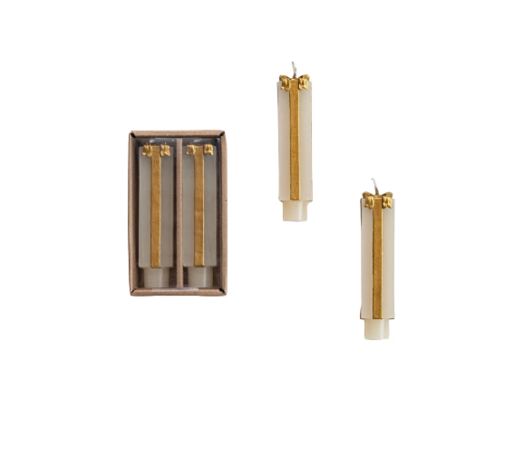Giftbox Taper Candle Set | Cream w/Gold