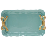 Decorative Tray Mint w/Gold Finish Bows