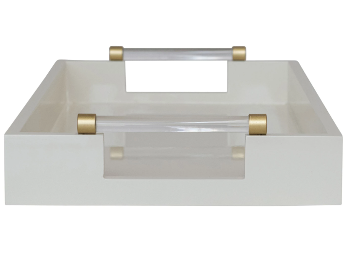 Lacquered Tray w/Handles | White