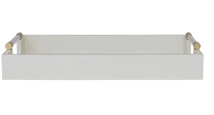 Lacquered Tray w/Handles | White