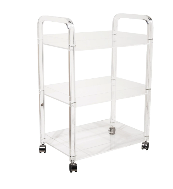 Acrylic 3-Tier Bar Cart on Casters