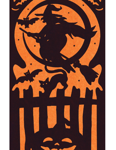 a paper cut out of a person on a broomstick