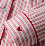 Luxe Pima Cotton Antique Red Ticking LS Short Set