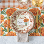 a plate with a name tag on it