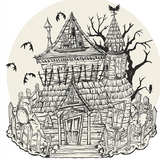 Die Cut Coloring Haunted House Placemats