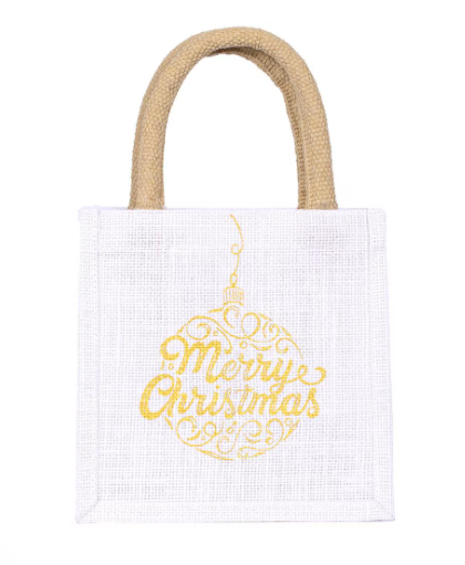 Merry Ornament Script Petite Gift Tote