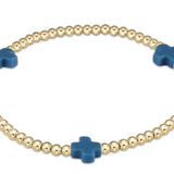 egirl Signature Cross Gold Pattern 3mm Bead Bracelet- Cobalt