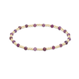 egirl Gemstone Gold Sincerity Pattern 3mm Bead Bracelet | Ruby