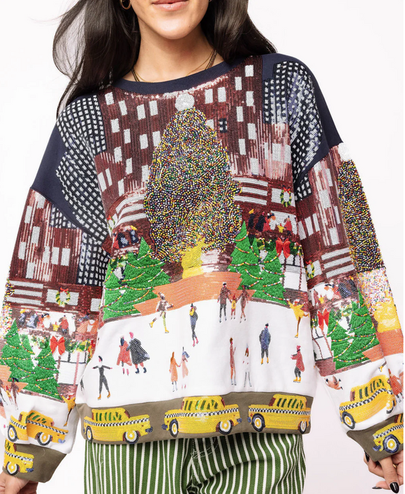 Multi Sequin Rockefeller Center At Christmas Sweatshirt