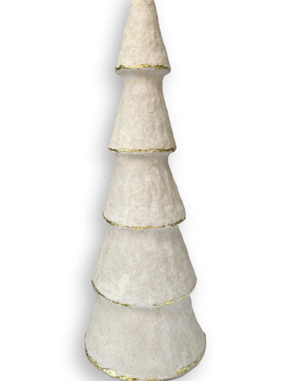 Paper Mache Tree | White & Gold