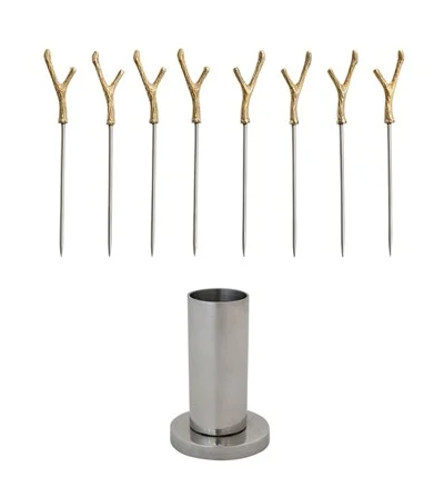 Stainless Steel Holder with 8 Appetizer Picks
