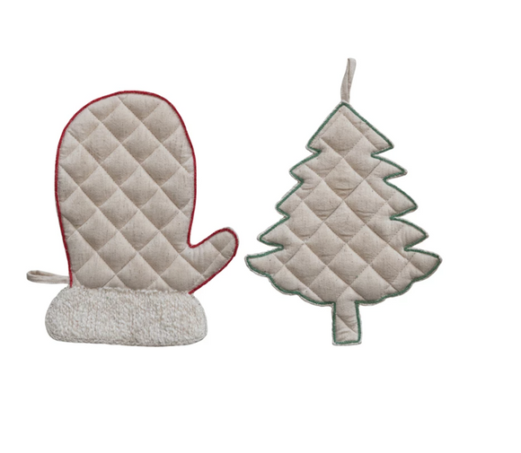 Cotton & Linen Tree Shaped Pot Holder | 2 Styles