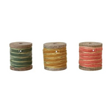 Velvet Ribbon on Wood Spool w Metallic Edges | 3 Colors