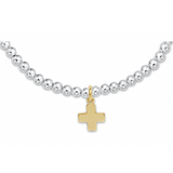 Extends Classic Mixed Metal 3mm Bracelet - Signature Cross Gold Charm