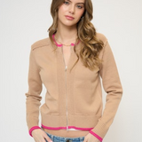 Parker Zip-Up Cardi | Camel