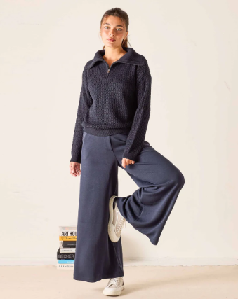 Simone Wide Leg Pant | Navy