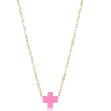 egirl 14" Necklace Gold - Signature Cross Small Bright Pink