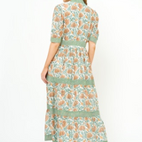 V-Neck Cuffed Maxi | Montenegro Green