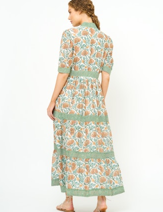 V-Neck Cuffed Maxi | Montenegro Green